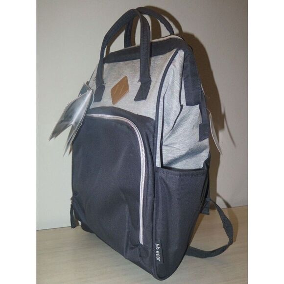 BB Gear Gray Unisex Mini Backpack Diaper Bag w/Adjustable Shoulder Straps - Picture 2 of 12